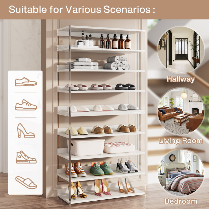 HAKUHO FURNITURE ラック Hokku Designs 8-Tier Acrylic Shoe Rack (set of 2) | Wayfair